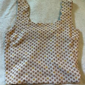 Scalloped Strap Flower Crop Top